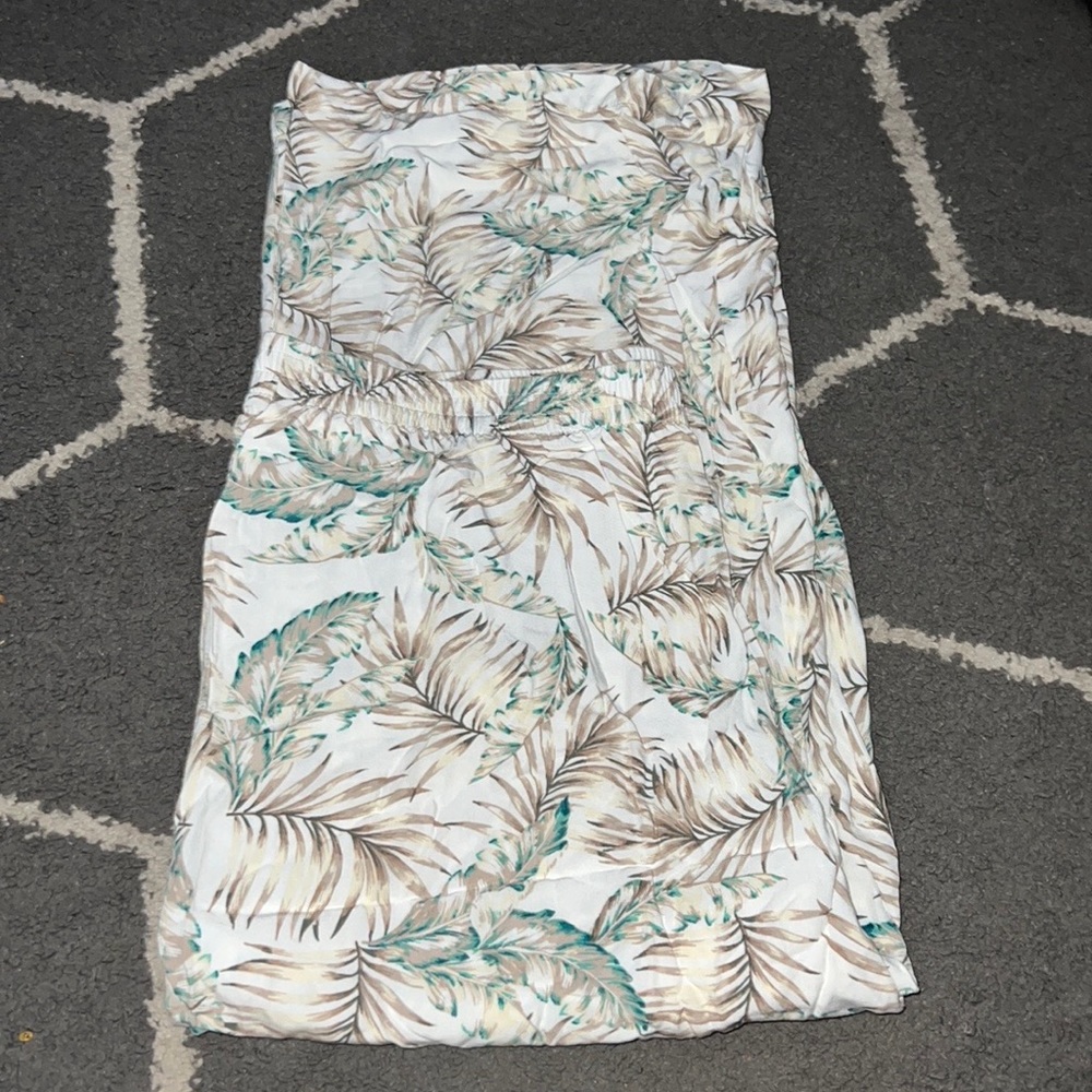 J. Jill Palm Print Pull On Wide Leg Crop Pants Size XL Tall